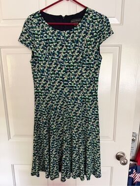 Jessica Howard Green, Navy & Cream Geometric Midi Dress